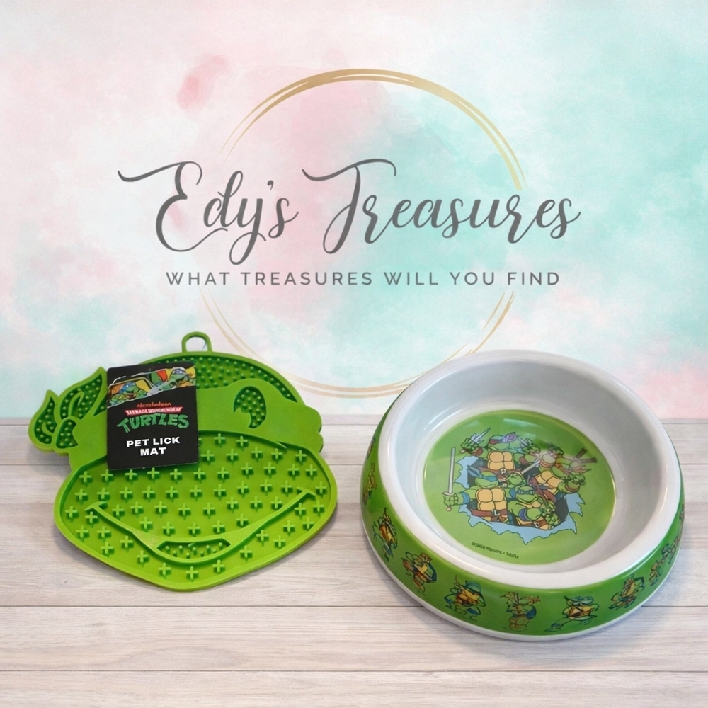 Teenage Mutant Ninja Turtles Dog Bowl & Lick Mat Pet Set New